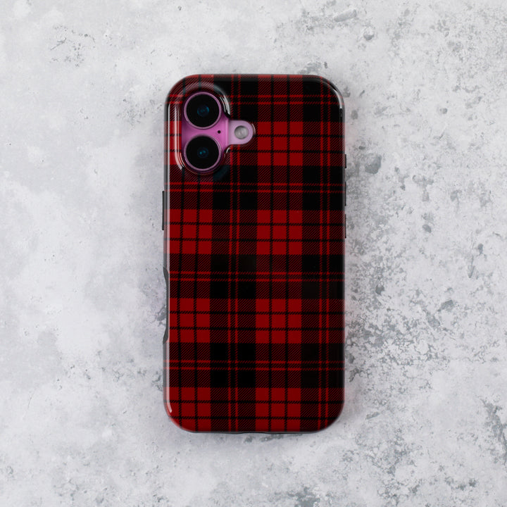 Red Tartan Floral Tough Phone Case – iPhone 16 Plus
