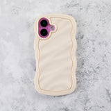 Ivory White Wavy iPhone 15 Pro Case – Glossy & Shockproof