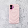 Blush Pink Ripple Heart iPhone 15 Case