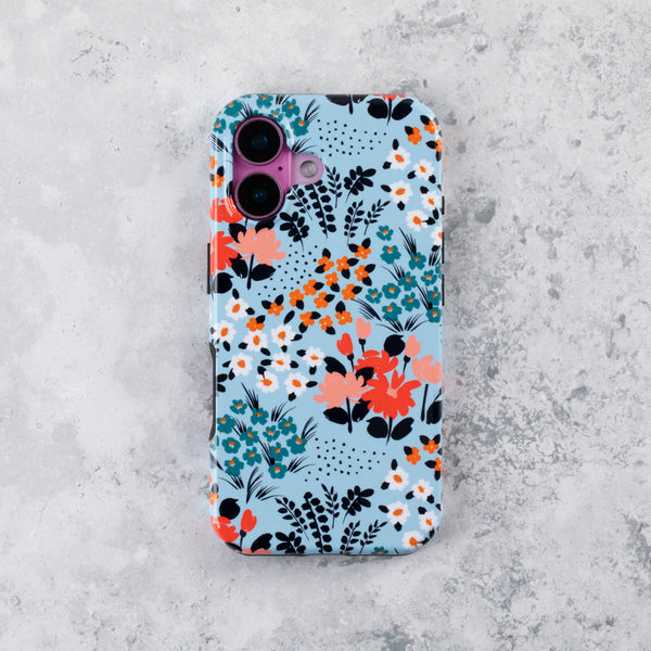 Baby Blue Floral Tough Phone Case  iPhone 17 Pro