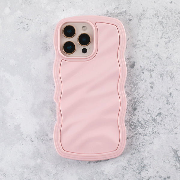 Blush Pink Wavy iPhone 17 Case Glossy & Shockproof