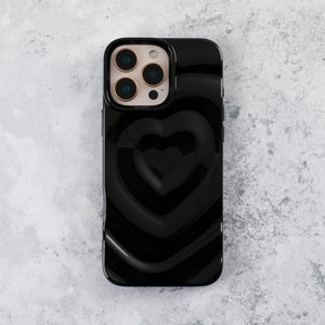 Black Ripple Heart iPhone 16 Pro Case