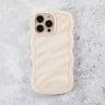 Ivory White Wavy iPhone 16 Pro Max Case – Glossy & Shockproof