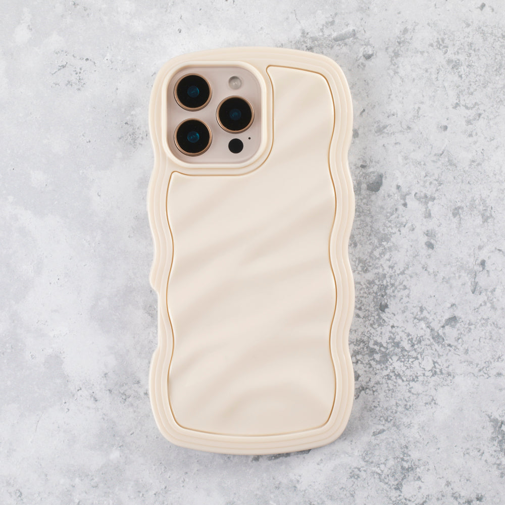Ivory White Wavy iPhone 17 Pro Case  Glossy & Shockproof