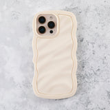 Ivory White Wavy iPhone 17 Pro Max Case  Glossy & Shockproof