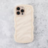 Ivory White Wavy iPhone 17 Pro Max Case  Glossy & Shockproof