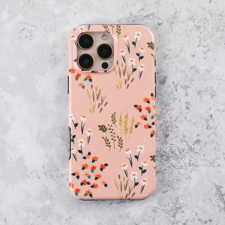 Blush Pink Floral Tough Phone Case – iPhone 16 Pro