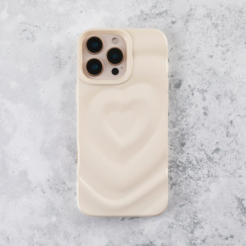 Ivory White Ripple Heart iPhone 17 Pro Max Case