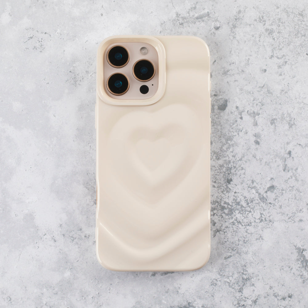 Ivory White Ripple Heart iPhone 17 Pro Case