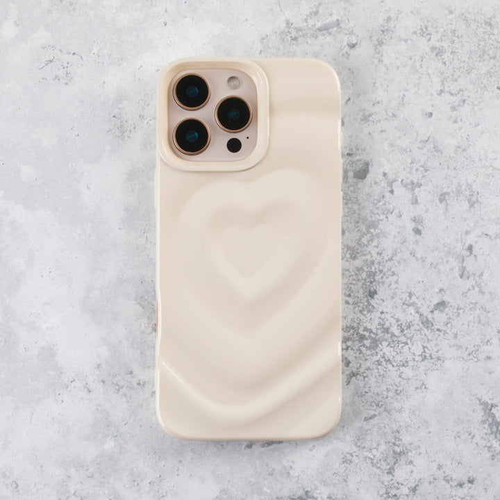Ivory White Ripple Heart iPhone 17 Pro Case