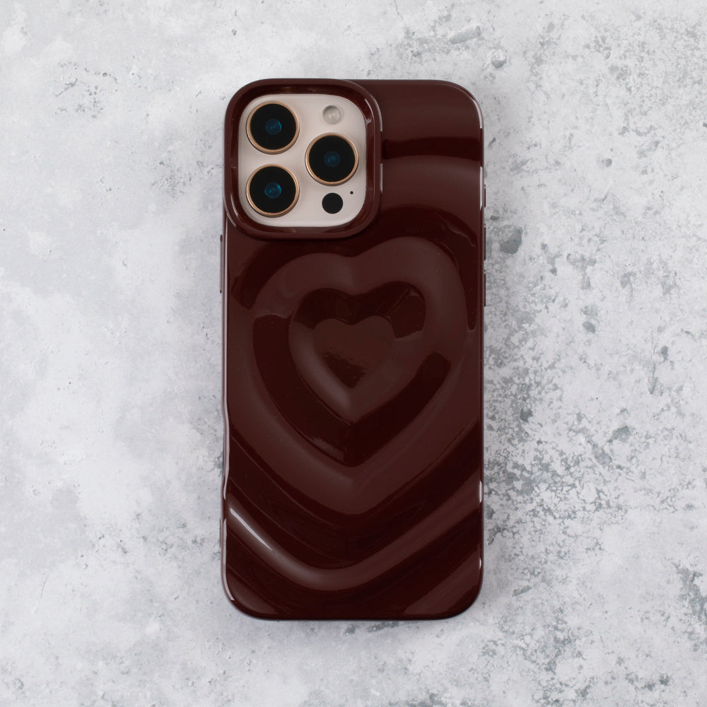 Burgundy Ripple Heart iPhone 17 Pro Case
