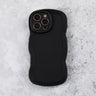 Jet Black Wavy iPhone 16 Plus Case – Matte & Shockproof