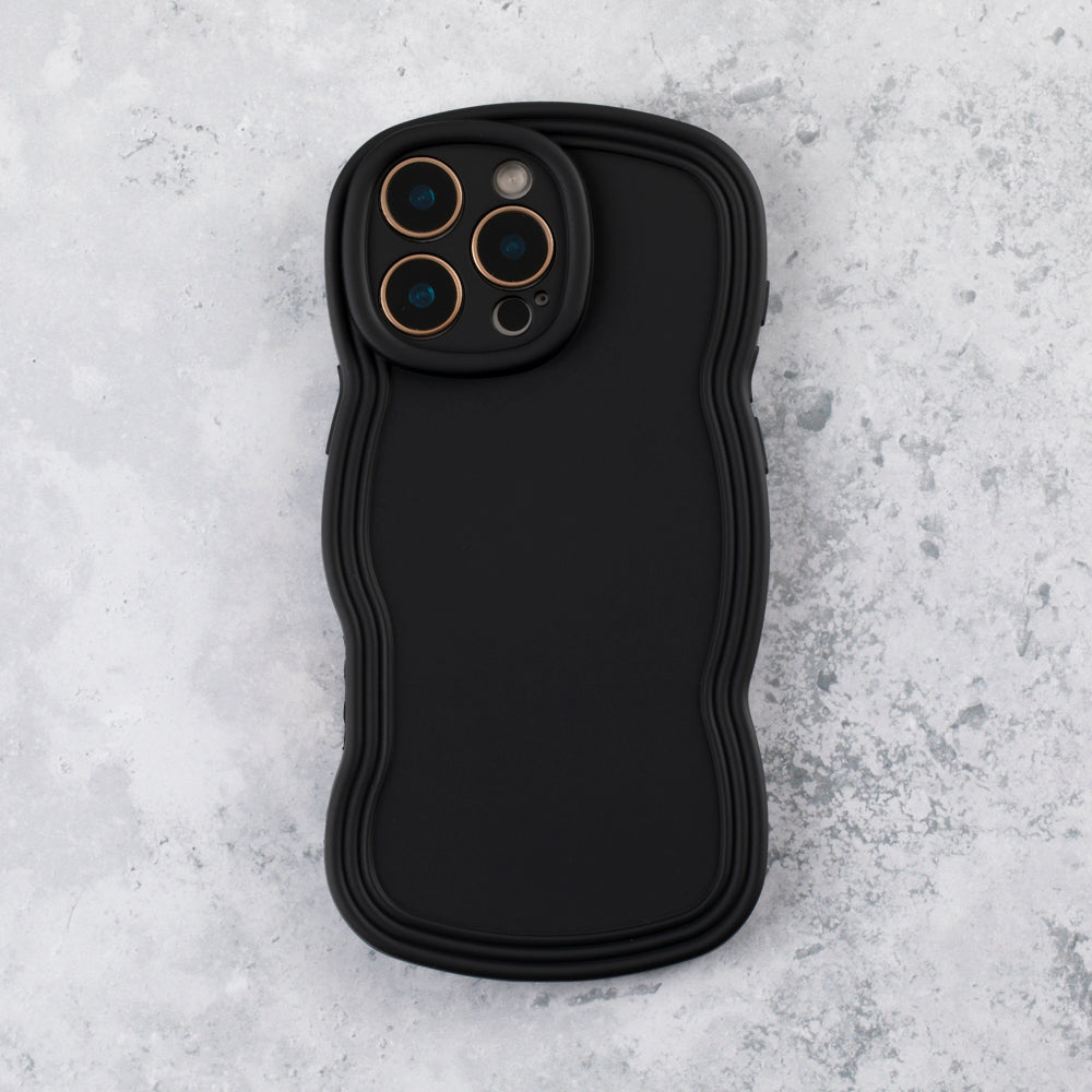Jet Black Wavy iPhone 17 Pro Max Case  Matte & Shockproof