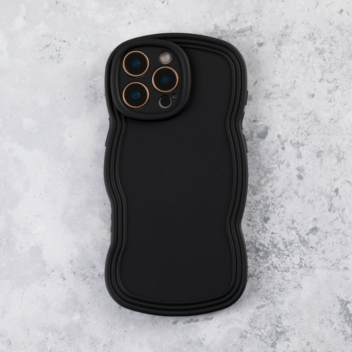 Jet Black Wavy iPhone 16 Pro Case – Matte & Shockproof