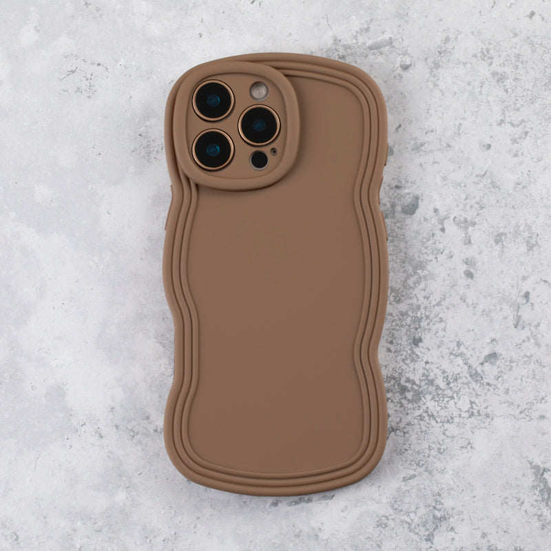 Mocha Wavy iPhone 16 Pro Case – Matte & Shockproof
