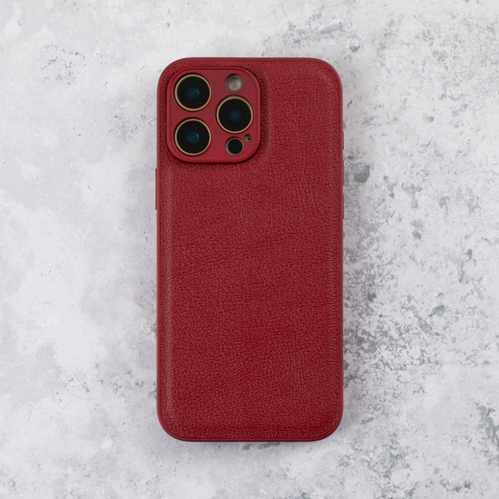 Mulberry Red Vegan Leather iPhone 16 Pro Max Case