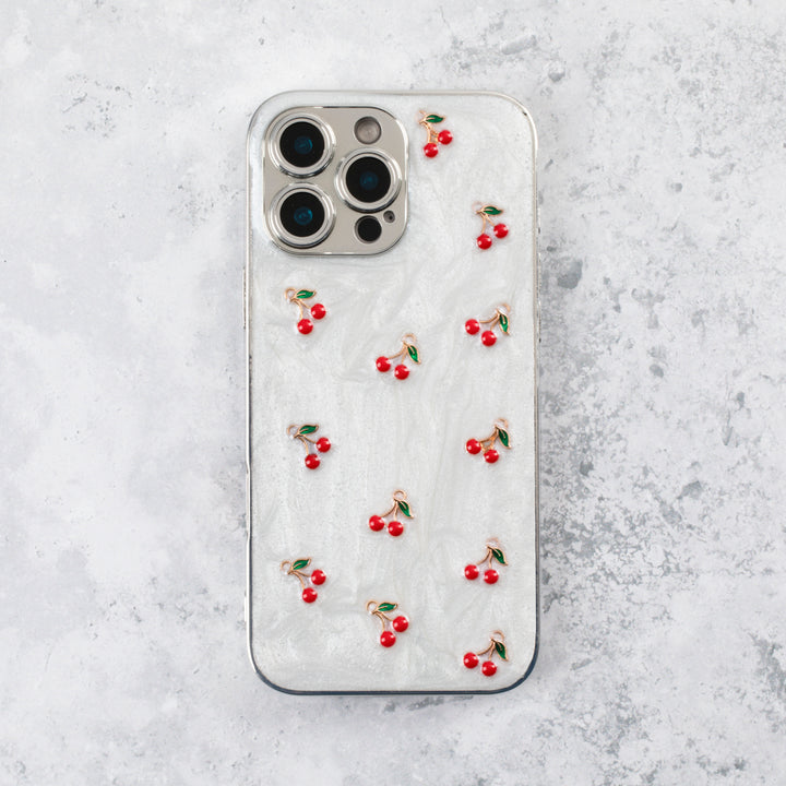 Cherry Luxe Pearl iPhone 16 Pro Case