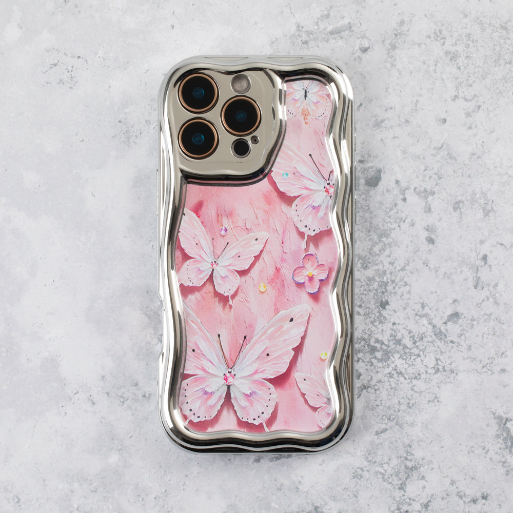 Electroplate Pink Butterfly iPhone 17 Pro Case