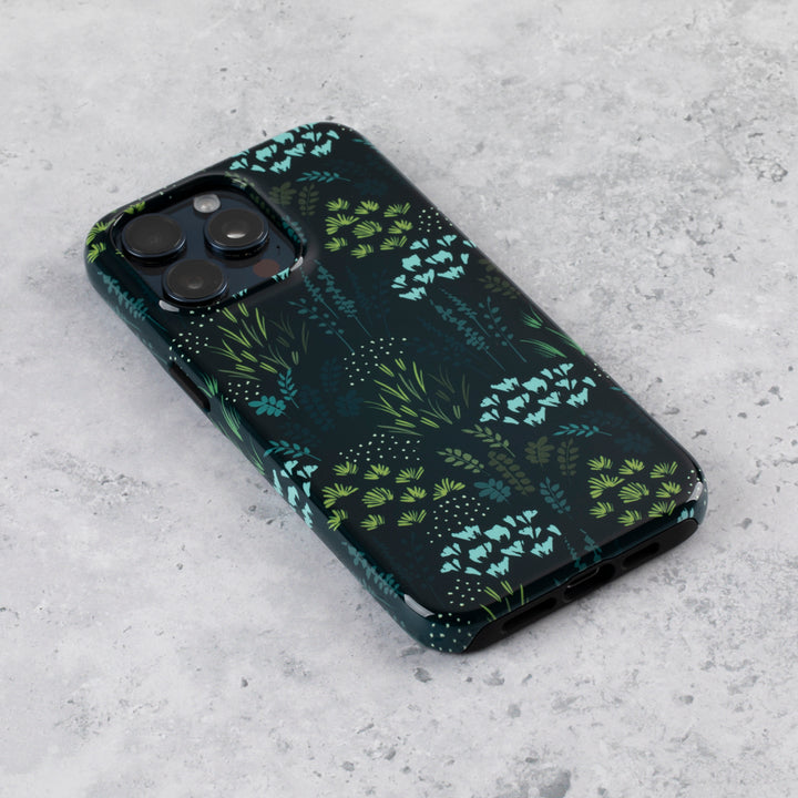 Forest Green Floral Tough Phone Case – iPhone 16 Pro