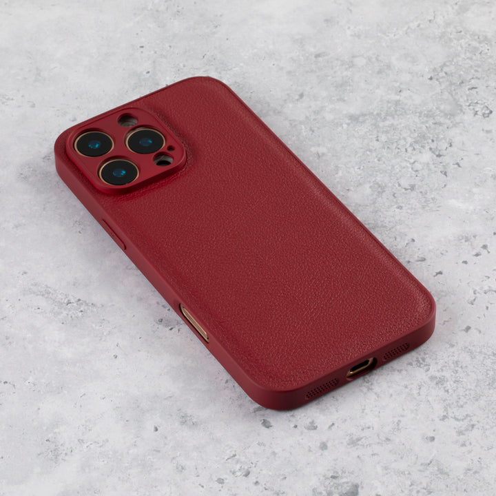 Mulberry Red Vegan Leather iPhone 16 Pro Max Case