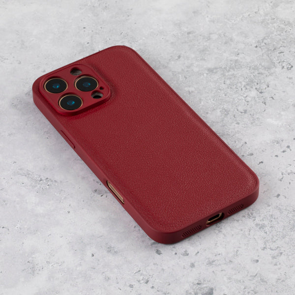 Mulberry Red Vegan Leather iPhone 17 Case - alternate view