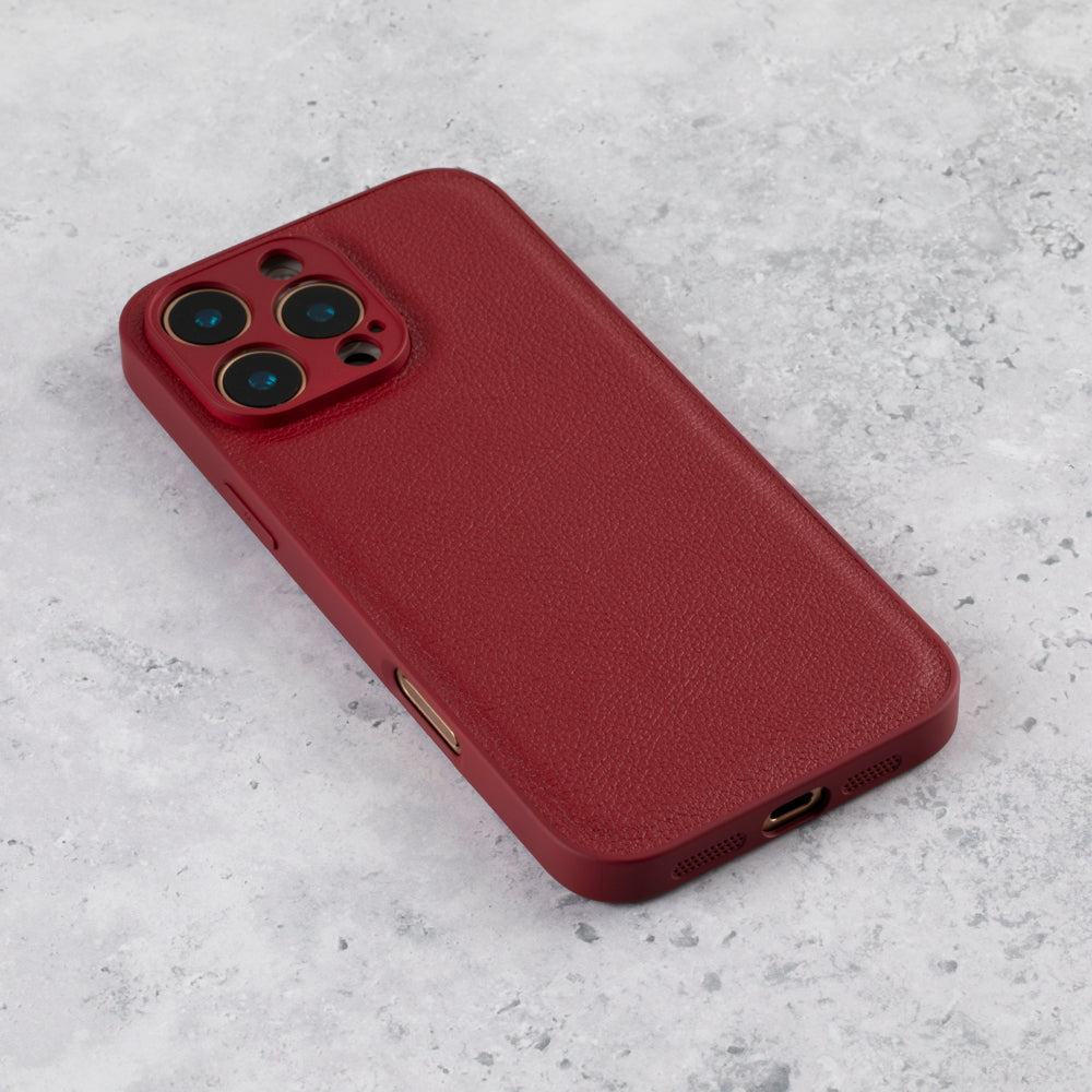 Mulberry Red Vegan Leather iPhone 17 Case