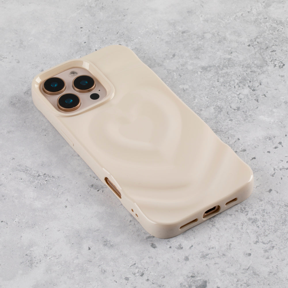 Ivory White Ripple Heart iPhone 17 Pro Max Case