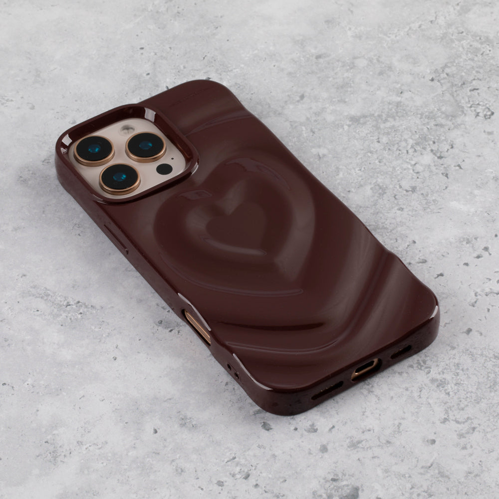 Burgundy Ripple Heart iPhone 17 Pro Case