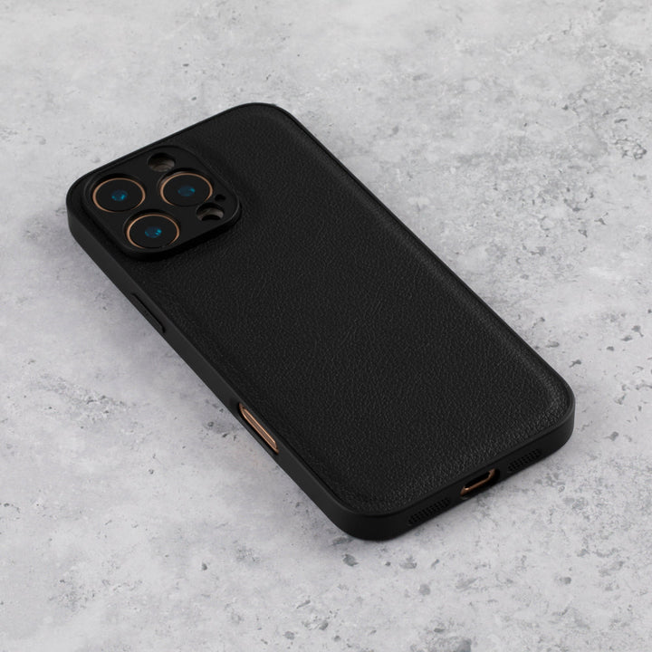 Black Lychee Vegan Leather iPhone 17 Pro Max Case