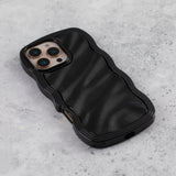 Jet Black Wavy iPhone 15 Pro Max Case – Glossy & Shockproof