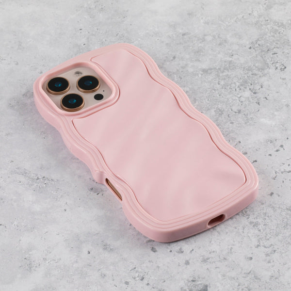 Blush Pink Wavy iPhone 17 Case Glossy & Shockproof - alternate view