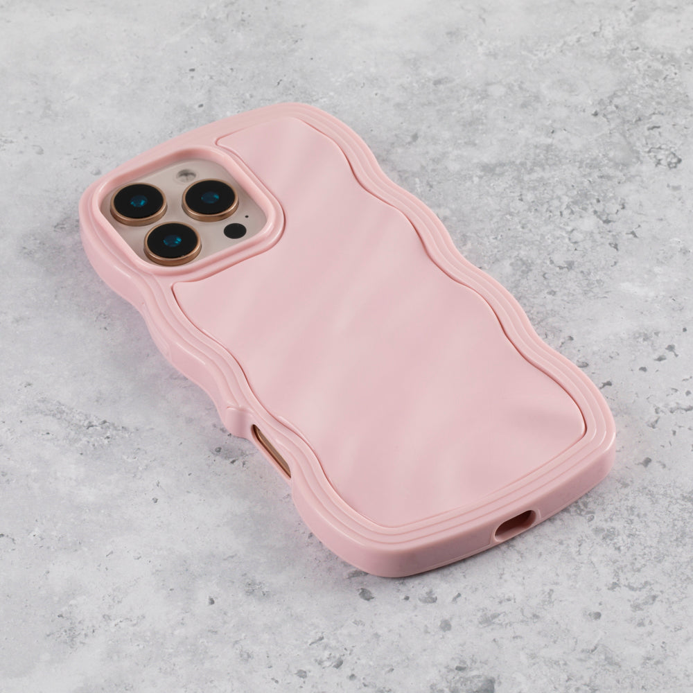 Blush Pink Wavy iPhone 17 Pro Max Case Glossy & Shockproof