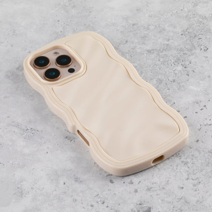 Ivory White Wavy iPhone 17 Pro Max Case  Glossy & Shockproof