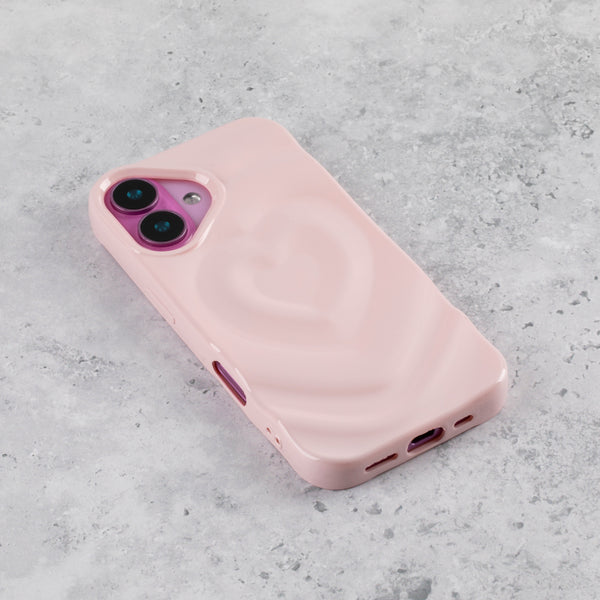 Blush Pink Ripple Heart iPhone 16 Case - alternate view