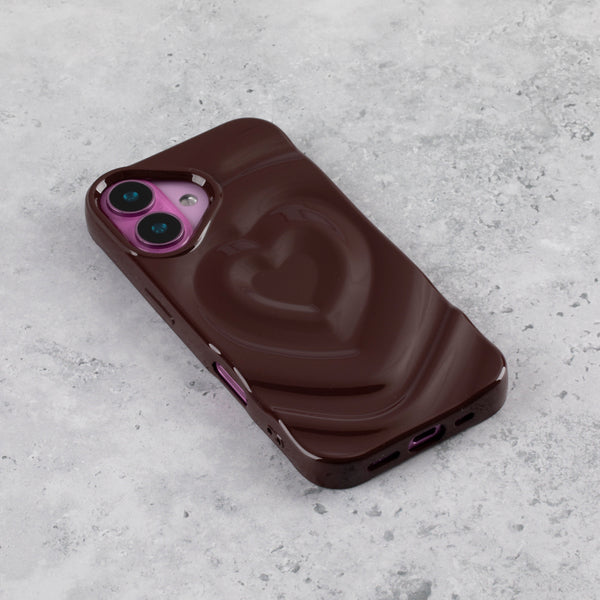 Burgundy Ripple Heart iPhone 16 Case - alternate view