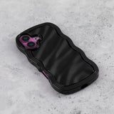 Jet Black Wavy iPhone 15 Case – Glossy & Shockproof