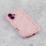 Blush Pink Wavy iPhone 16 Case – Glossy & Shockproof