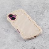 Ivory White Wavy iPhone 15 Case – Glossy & Shockproof