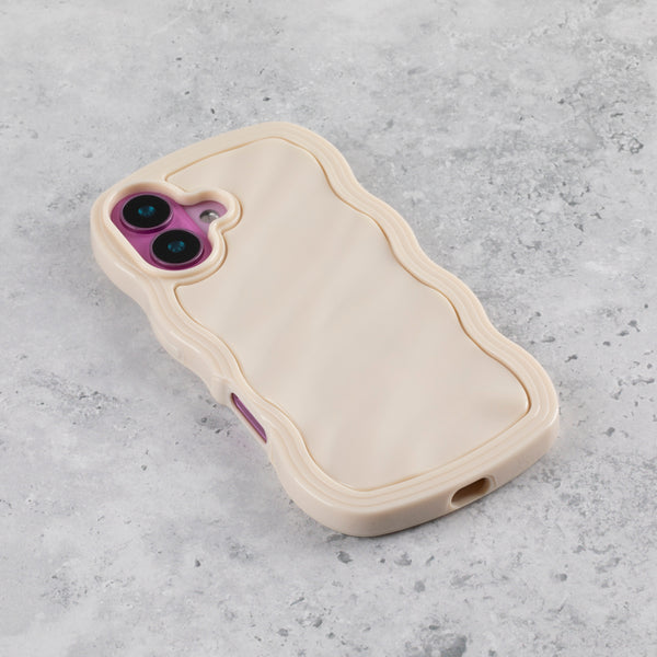 Ivory White Wavy iPhone 15 Case – Glossy & Shockproof