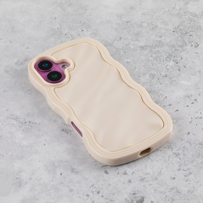 Ivory White Wavy iPhone 15 Case – Glossy & Shockproof