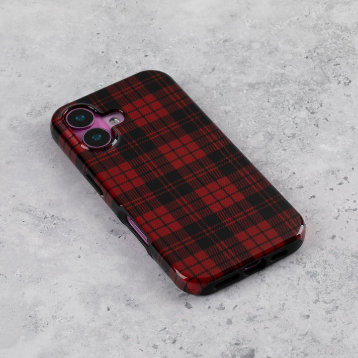 Red Tartan Floral Tough Phone Case – iPhone 16 Plus