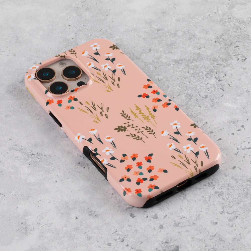 Blush Pink Floral Tough Phone Case – iPhone 16 Pro