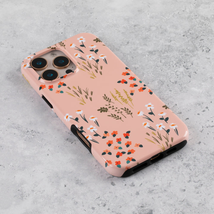 Blush Pink Floral Tough Phone Case – iPhone 16 Pro
