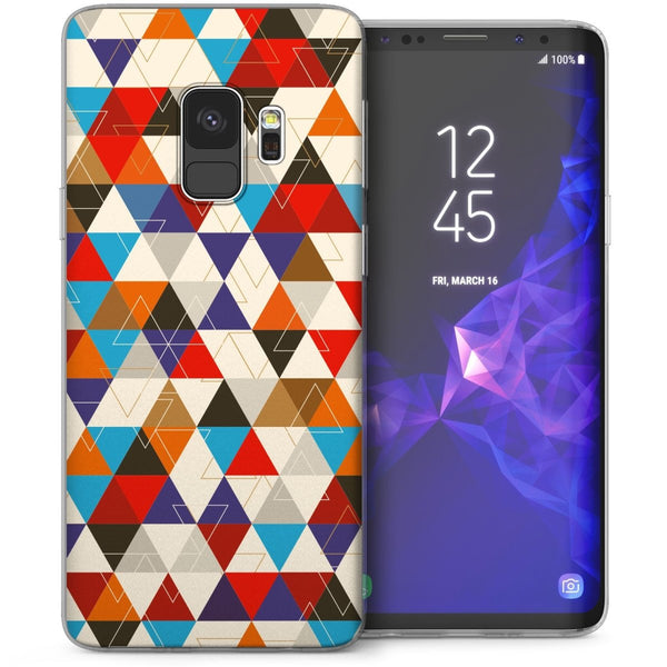 Samsung Galaxy S9 Geometric Triangles TPU Gel Case - Blue / Red - Mobile Madhouse