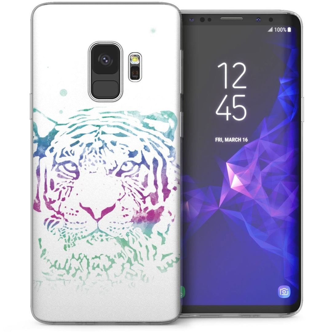 Samsung Galaxy S9 Tiger Art Colour Splash TPU Gel Case - Purple - Mobile Madhouse