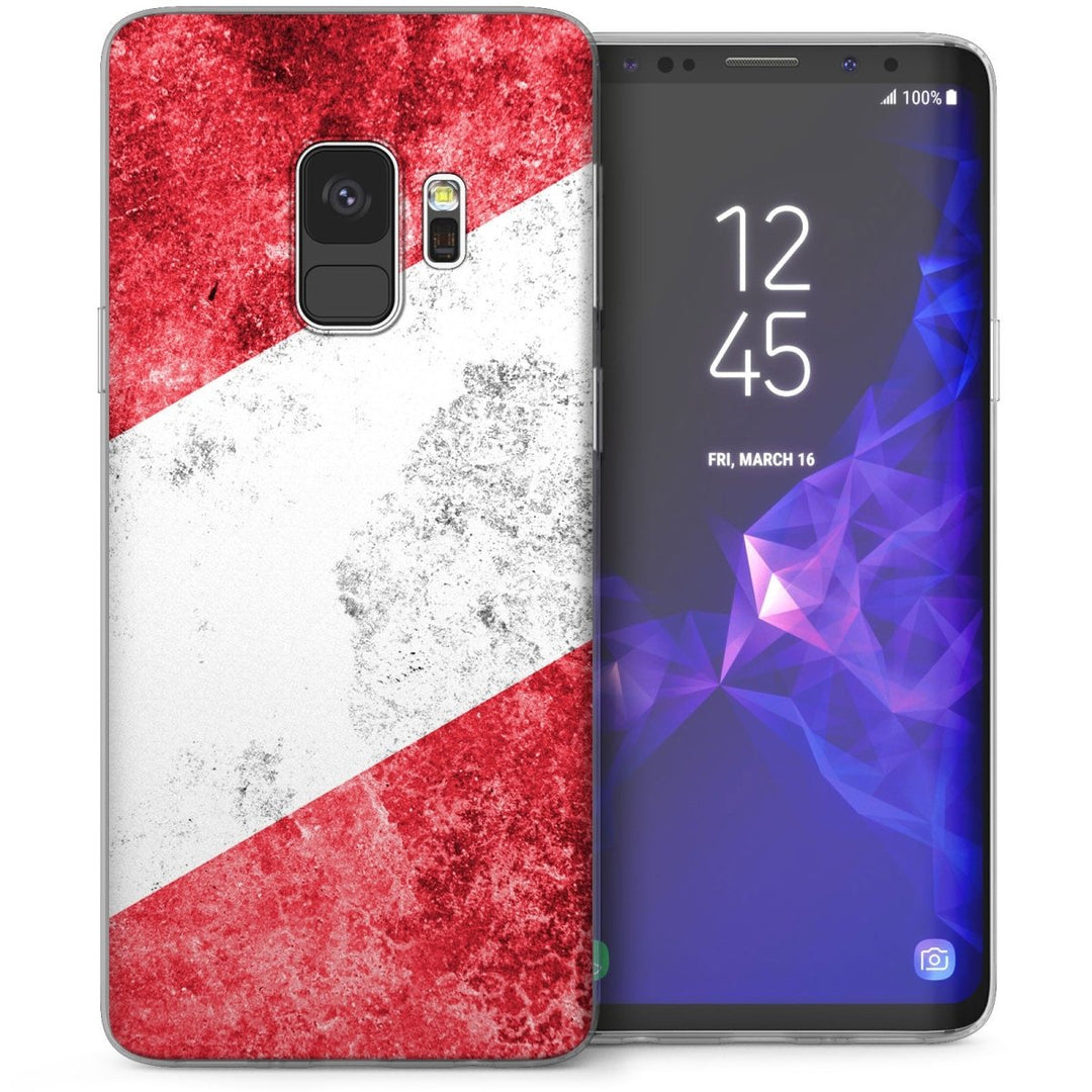Samsung Galaxy S9 Retro Austria Flag TPU Gel Case - White - Mobile Madhouse