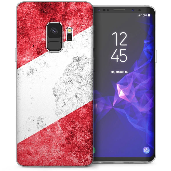 Samsung Galaxy S9 Retro Austria Flag TPU Gel Case - White - Mobile Madhouse