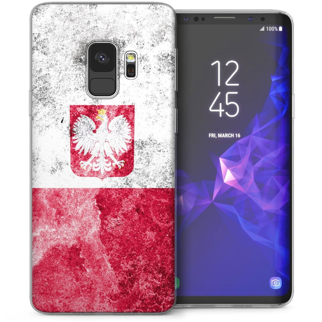 Samsung Galaxy S9 Retro Poland Flag TPU Gel Case - White - Mobile Madhouse