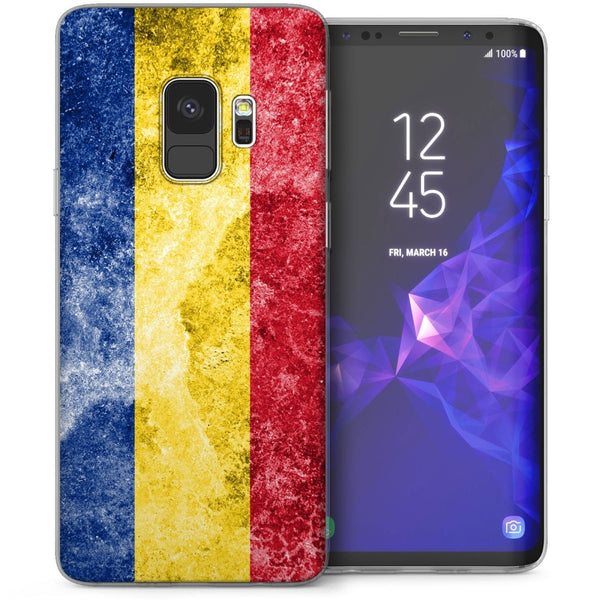 Samsung Galaxy S9 Retro Romania Flag TPU Gel Case - Yellow - Mobile Madhouse