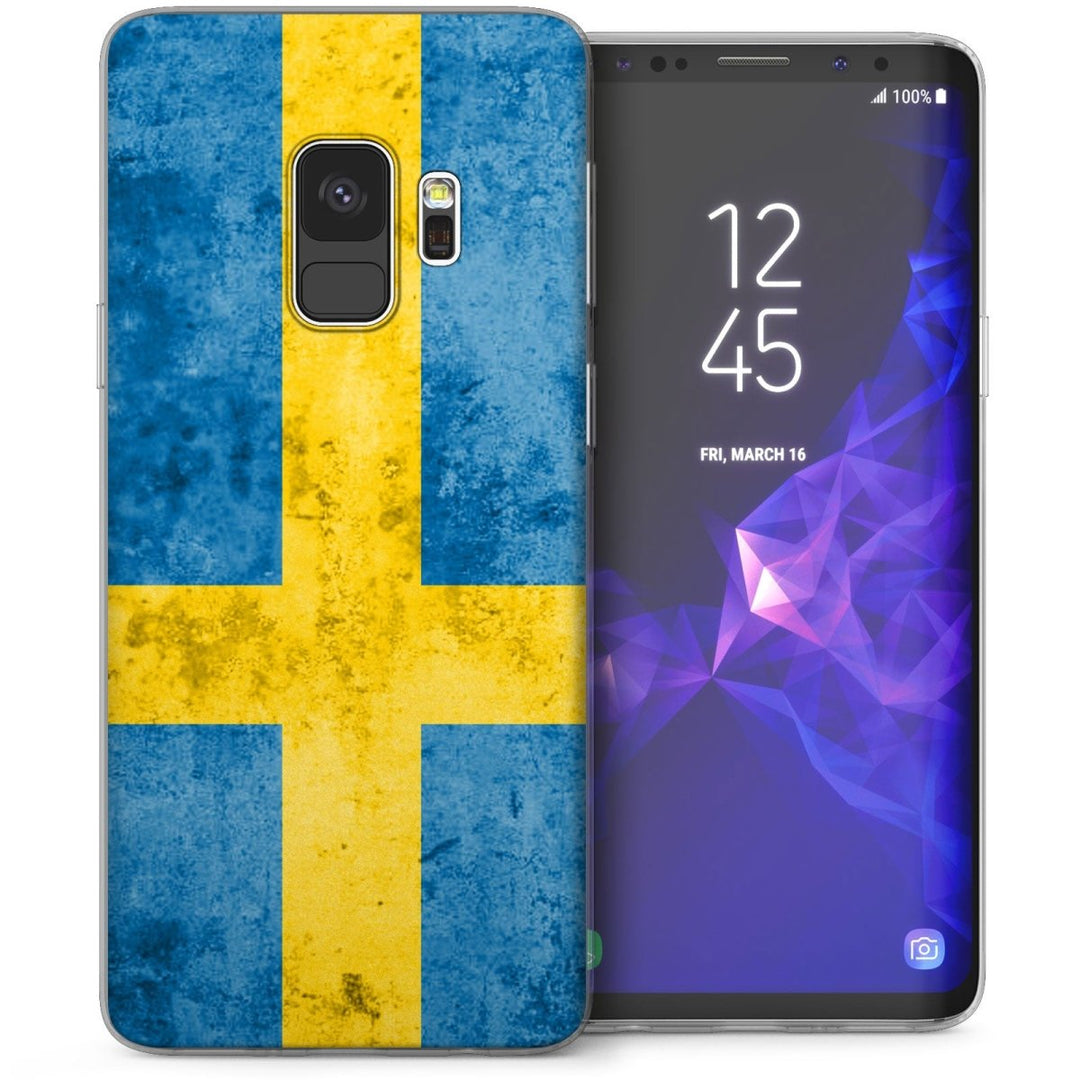 Samsung Galaxy S9 Retro Sweden Flag TPU Gel Case - Blue - Mobile Madhouse
